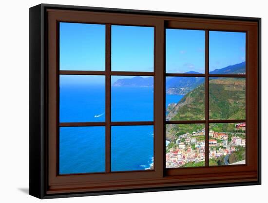 View from the Window at Cinque Terre-Anna Siena-Framed Stretched Canvas