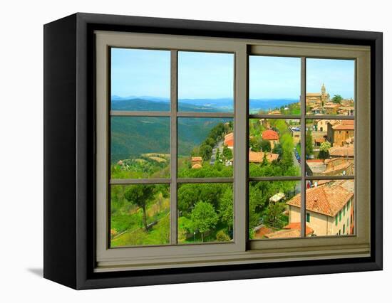 View from the Window at Montalcino, Tuscany-Anna Siena-Framed Stretched Canvas