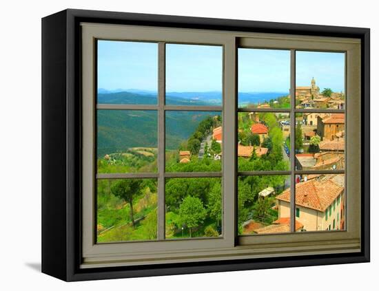 View from the Window at Montalcino, Tuscany-Anna Siena-Framed Stretched Canvas