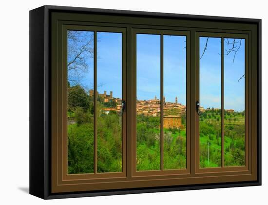 View from the Window at Montalcino, Tuscany-Anna Siena-Framed Stretched Canvas