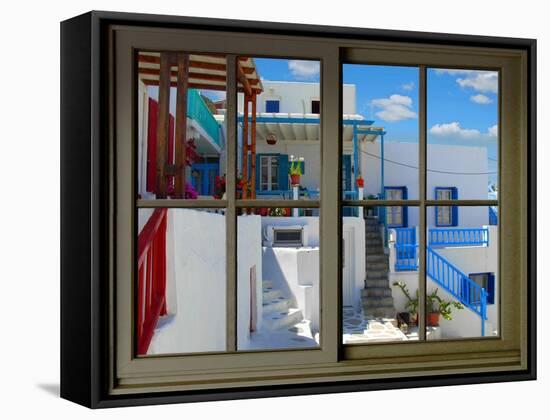 View from the Window at Mykonos Island 3-Anna Siena-Framed Stretched Canvas