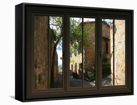 View from the Window at Pienza, Tuscany-Anna Siena-Framed Stretched Canvas