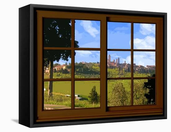 View from the Window at San Gimignano, Tuscany-Anna Siena-Framed Stretched Canvas