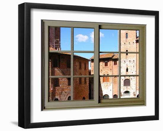 View from the Window at Sun Gimignano, Tuscany-Anna Siena-Framed Giclee Print