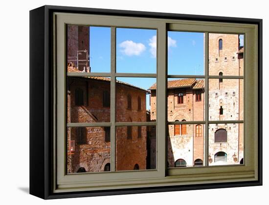 View from the Window at Sun Gimignano, Tuscany-Anna Siena-Framed Stretched Canvas