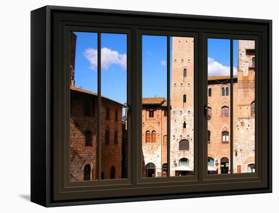 View from the Window at Sun Gimignano, Tuscany-Anna Siena-Framed Stretched Canvas