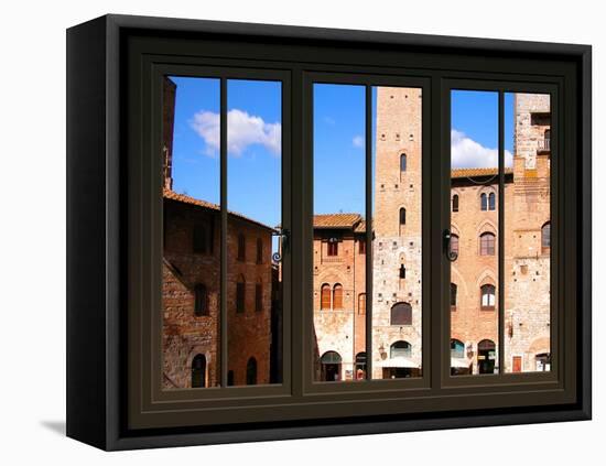 View from the Window at Sun Gimignano, Tuscany-Anna Siena-Framed Stretched Canvas