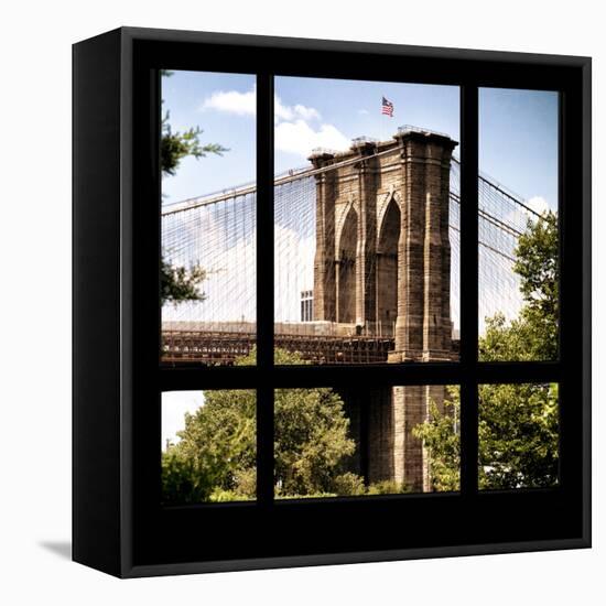 View from the Window - Brooklyn Bridge-Philippe Hugonnard-Framed Stretched Canvas