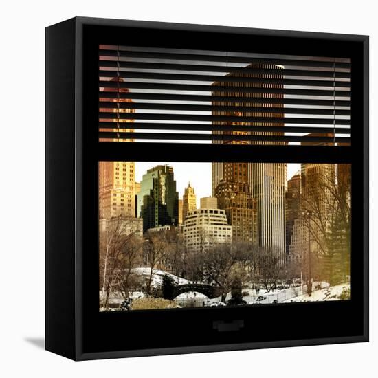 View from the Window - Central Park in Winter-Philippe Hugonnard-Framed Stretched Canvas