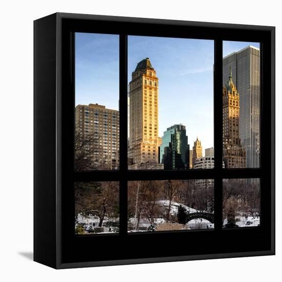 View from the Window - Central Park in Winter-Philippe Hugonnard-Framed Stretched Canvas