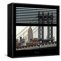 View from the Window - Empire State Building and Manhattan Bridge-Philippe Hugonnard-Framed Stretched Canvas