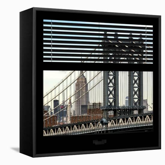 View from the Window - Empire State Building and Manhattan Bridge-Philippe Hugonnard-Framed Stretched Canvas