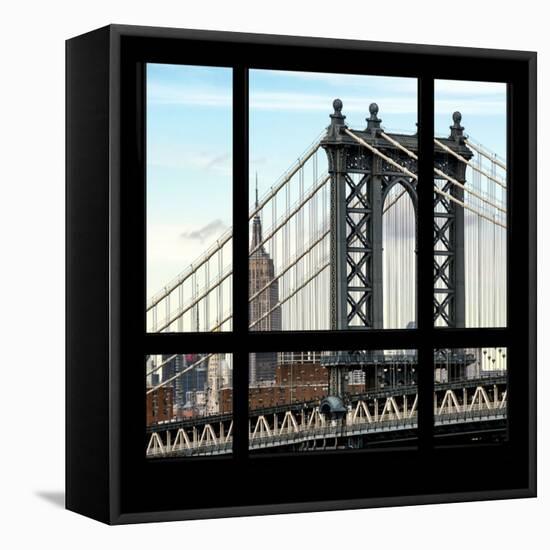 View from the Window - Empire State Building and Manhattan Bridge-Philippe Hugonnard-Framed Stretched Canvas