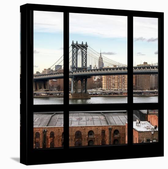 View from the Window - Empire State Building and Manhattan Bridge-Philippe Hugonnard-Stretched Canvas