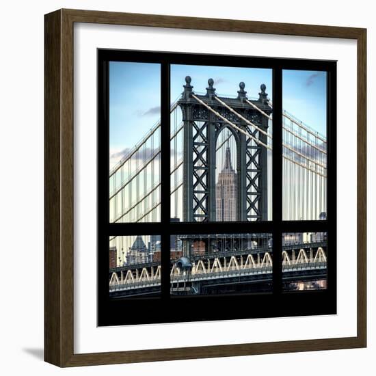 View from the Window - Empire State Building and Manhattan Bridge-Philippe Hugonnard-Framed Photographic Print