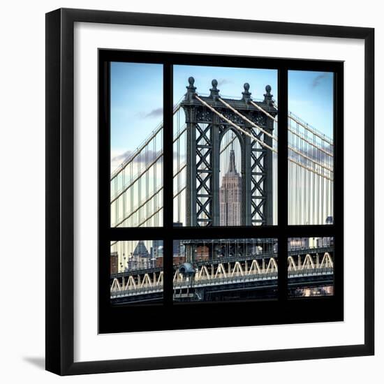 View from the Window - Empire State Building and Manhattan Bridge-Philippe Hugonnard-Framed Photographic Print