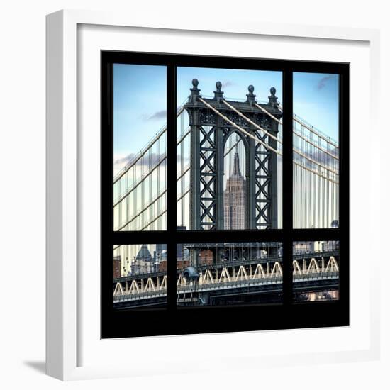 View from the Window - Empire State Building and Manhattan Bridge-Philippe Hugonnard-Framed Photographic Print