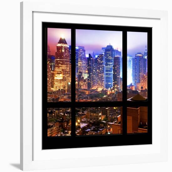 View from the Window - Hell's Kitchen Night - Manhattan-Philippe Hugonnard-Framed Photographic Print