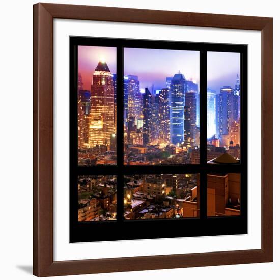 View from the Window - Hell's Kitchen Night - Manhattan-Philippe Hugonnard-Framed Photographic Print