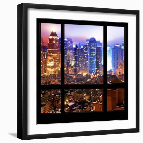 View from the Window - Hell's Kitchen Night - Manhattan-Philippe Hugonnard-Framed Photographic Print