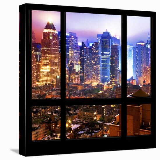 View from the Window - Hell's Kitchen Night - Manhattan-Philippe Hugonnard-Stretched Canvas