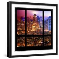 View from the Window - Hell's Kitchen Night - Manhattan-Philippe Hugonnard-Framed Premium Photographic Print