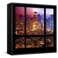 View from the Window - Hell's Kitchen Night - Manhattan-Philippe Hugonnard-Framed Stretched Canvas