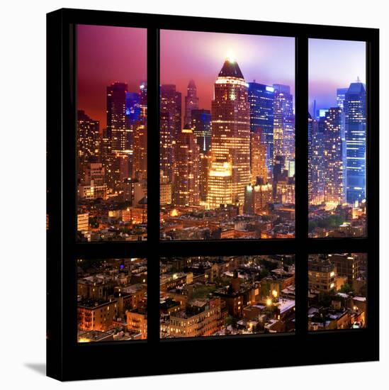 View from the Window - Hell's Kitchen Night - Manhattan-Philippe Hugonnard-Stretched Canvas