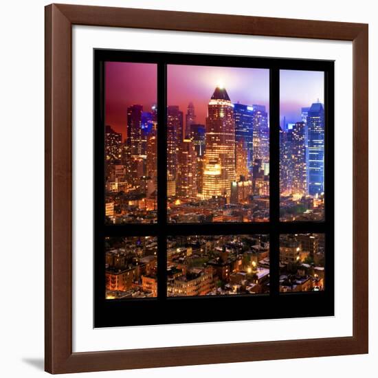 View from the Window - Hell's Kitchen Night - Manhattan-Philippe Hugonnard-Framed Photographic Print