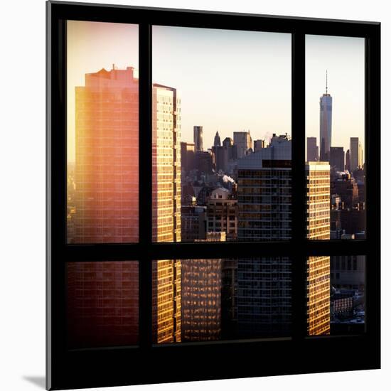 View from the Window - Manhattan Buildings at Sunset-Philippe Hugonnard-Mounted Photographic Print