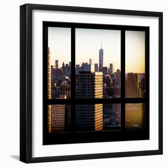 View from the Window - Manhattan Buildings at Sunset-Philippe Hugonnard-Framed Photographic Print