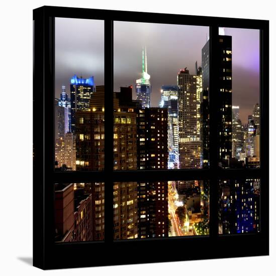 View from the Window - Manhattan Skyline by Night-Philippe Hugonnard-Stretched Canvas