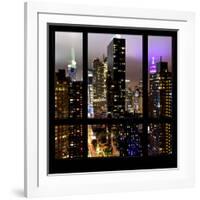 View from the Window - Manhattan Skyline by Night-Philippe Hugonnard-Framed Photographic Print