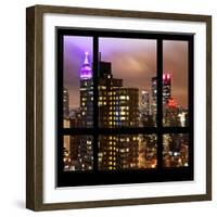 View from the Window - Manhattan Skyline by Night-Philippe Hugonnard-Framed Photographic Print