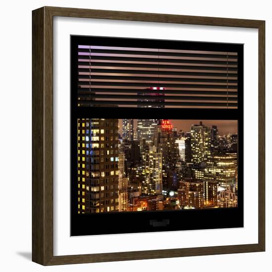 View from the Window - Manhattan Skyline by Night-Philippe Hugonnard-Framed Photographic Print