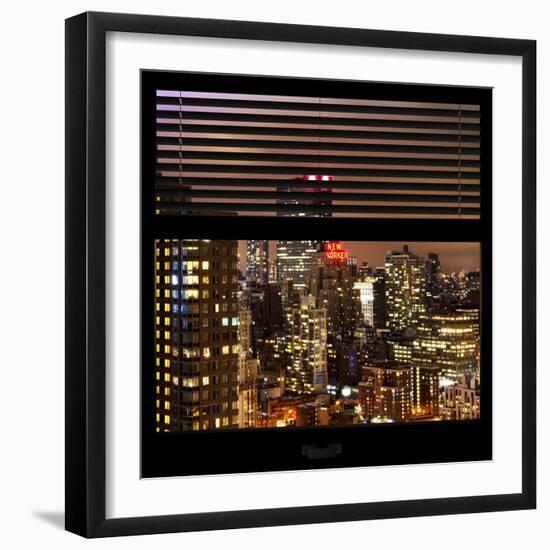 View from the Window - Manhattan Skyline by Night-Philippe Hugonnard-Framed Photographic Print