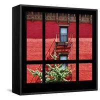 View from the Window - New York Red Facade-Philippe Hugonnard-Framed Stretched Canvas