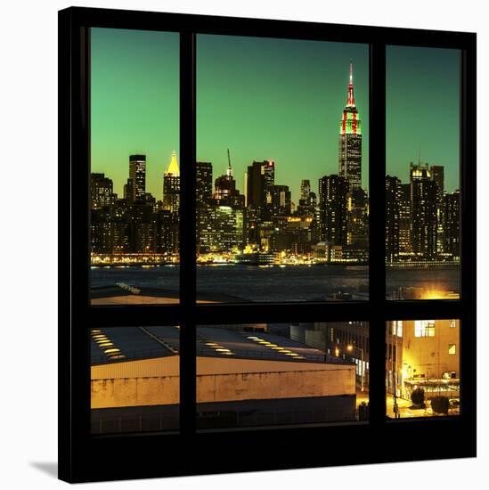 View from the Window - Night Skyline - New York City-Philippe Hugonnard-Stretched Canvas