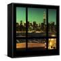 View from the Window - Night Skyline - New York City-Philippe Hugonnard-Framed Stretched Canvas