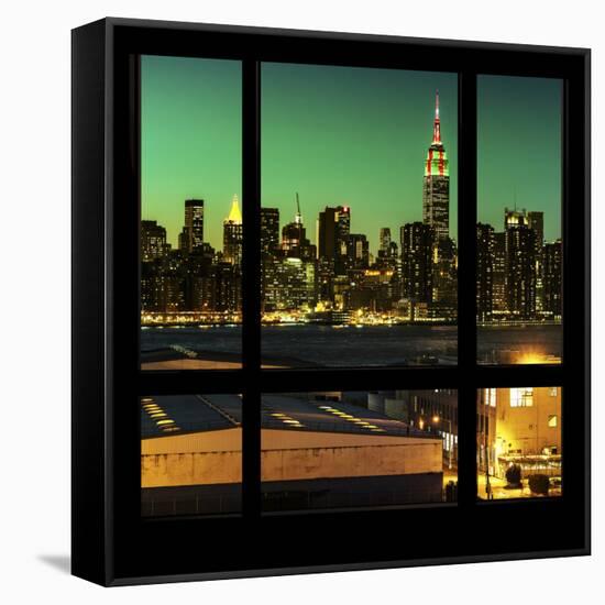 View from the Window - Night Skyline - New York City-Philippe Hugonnard-Framed Stretched Canvas