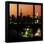 View from the Window - Night Skyline - New York City-Philippe Hugonnard-Framed Stretched Canvas