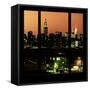 View from the Window - Night Skyline - New York City-Philippe Hugonnard-Framed Stretched Canvas