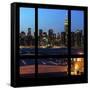 View from the Window - Night Skyline - New York City-Philippe Hugonnard-Framed Stretched Canvas