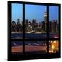 View from the Window - Night Skyline - New York City-Philippe Hugonnard-Stretched Canvas