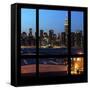 View from the Window - Night Skyline - New York City-Philippe Hugonnard-Framed Stretched Canvas