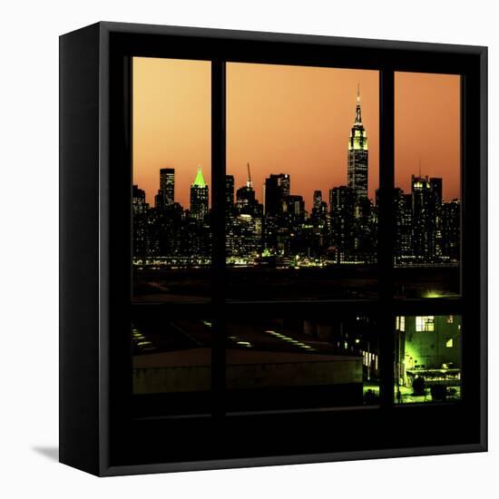View from the Window - Night Skyline - New York City-Philippe Hugonnard-Framed Stretched Canvas