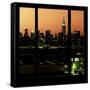 View from the Window - Night Skyline - New York City-Philippe Hugonnard-Framed Stretched Canvas