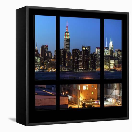 View from the Window - Night Skyline - New York City-Philippe Hugonnard-Framed Stretched Canvas