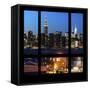 View from the Window - Night Skyline - New York City-Philippe Hugonnard-Framed Stretched Canvas