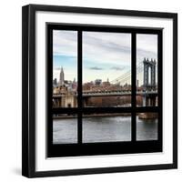 View from the Window - NYC City Bridge-Philippe Hugonnard-Framed Photographic Print